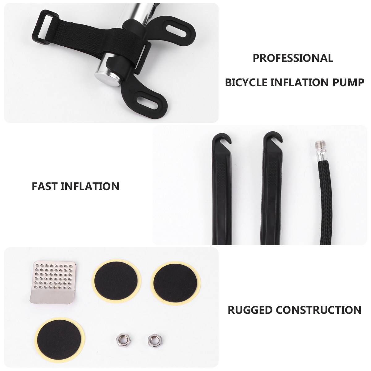 Bike Pump Frame Mount - Kit di riparazione per forature con